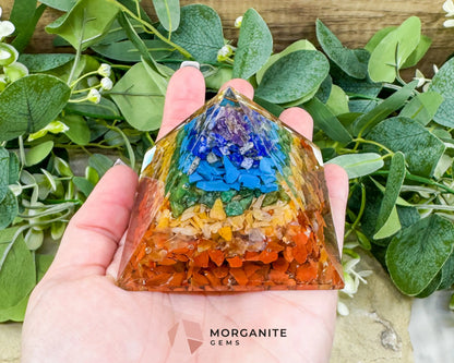 Chakra Orgonite Pyramid – 7‑Crystal Energy Pyramid for Chakra Balancing Protection & Harmony - Metaphysical Crystals