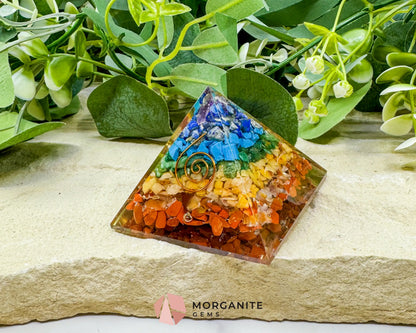 Chakra Orgonite Pyramid – 7‑Crystal Energy Pyramid for Chakra Balancing Protection & Harmony - Metaphysical Crystals
