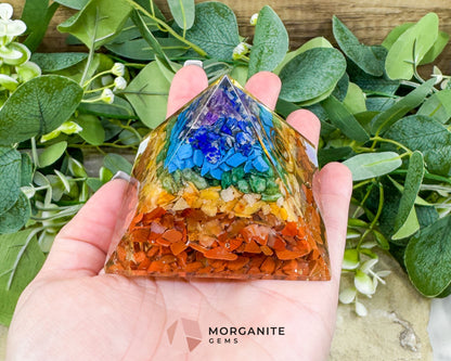 Chakra Orgonite Pyramid – 7‑Crystal Energy Pyramid for Chakra Balancing Protection & Harmony - Metaphysical Crystals