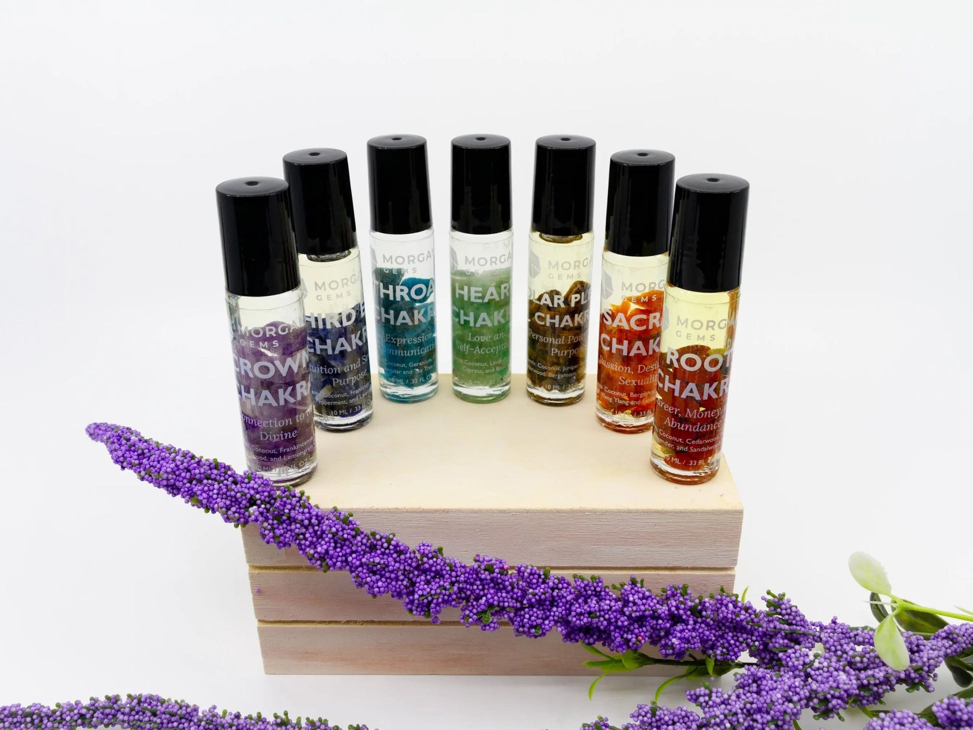 Chakra Roll-On Essential Oil Blend-Morganite Gems