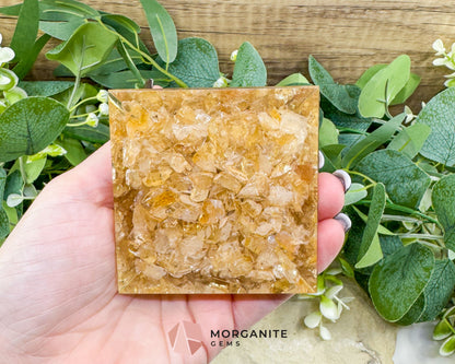 Citrine Orgonite Pyramid with Clear Quartz Point – Joy Abundance & Manifestation Tool (2.7’’) - Metaphysical Crystals