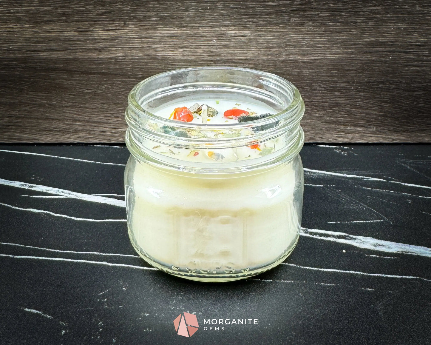 4 oz Samhain Candle – Rustic Fall Candle | Crystals & Herbs | Smoky Amber Apple Scent - Container Candles