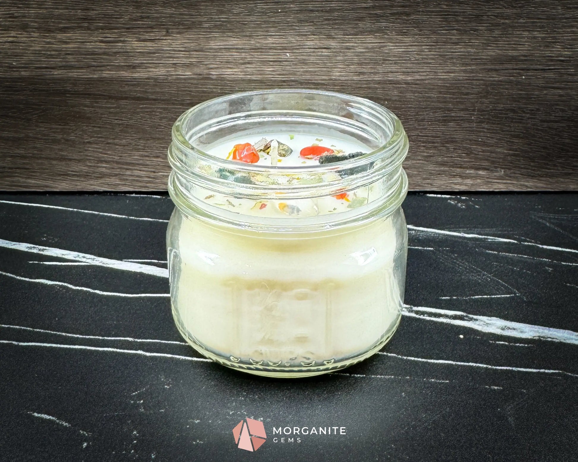 4 oz Samhain Candle – Rustic Fall Candle | Crystals & Herbs | Smoky Amber Apple Scent - Container Candles