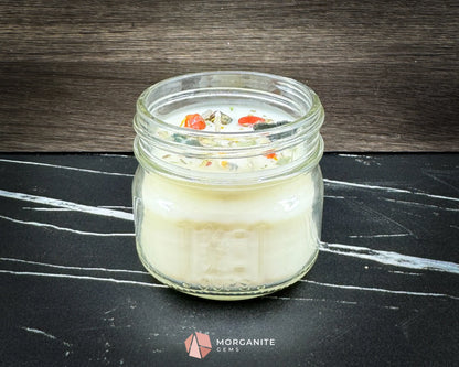 4 oz Samhain Candle – Rustic Fall Candle | Crystals & Herbs | Smoky Amber Apple Scent - Container Candles