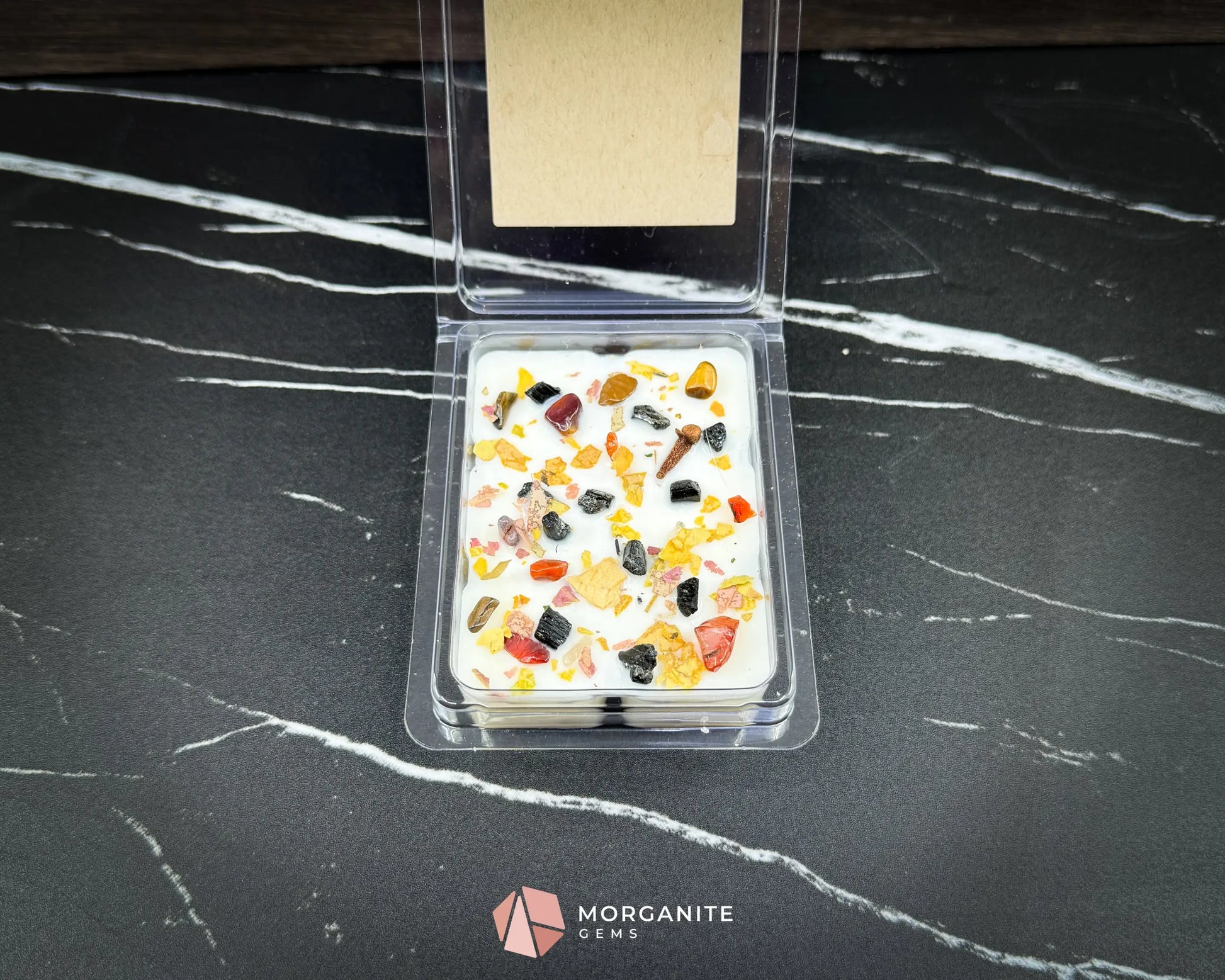 Samhain Wax Melts – Fall Scented Soy Wax Melts with Crystals | Smoky Amber Apple | Witchy Home Fragrance - Container