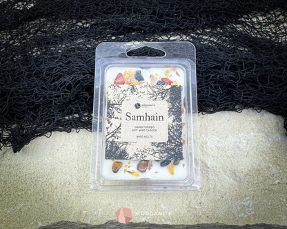 Samhain Wax Melts – Fall Scented Soy Wax Melts with Crystals | Smoky Amber Apple | Witchy Home Fragrance - Container