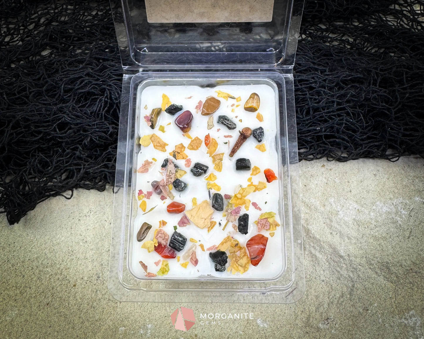 Samhain Wax Melts – Fall Scented Soy Wax Melts with Crystals | Smoky Amber Apple | Witchy Home Fragrance - Container