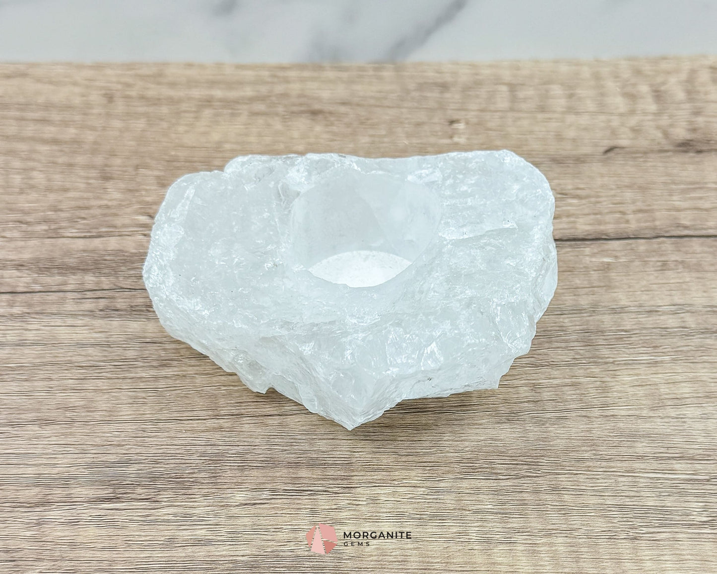 Clear Quartz Candle Holder – Natural Elegance for Warm Ambiance-Morganite Gems