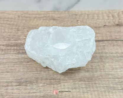 Clear Quartz Candle Holder – Natural Elegance for Warm Ambiance-Morganite Gems