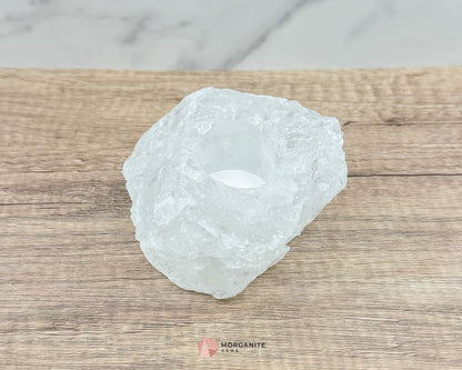 Clear Quartz Candle Holder – Natural Elegance for Warm Ambiance-Morganite Gems