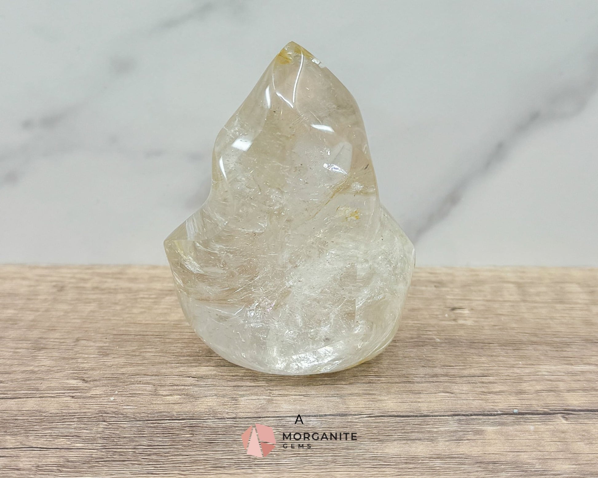 Clear Quartz Flame – Amplifying & Healing Crystal for Clarity, Energy, and Manifestation-Morganite Gems