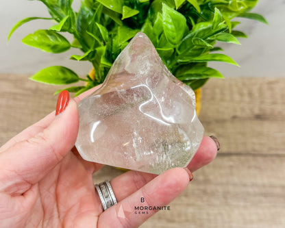 Clear Quartz Flame – Amplifying & Healing Crystal for Clarity, Energy, and Manifestation-Morganite Gems