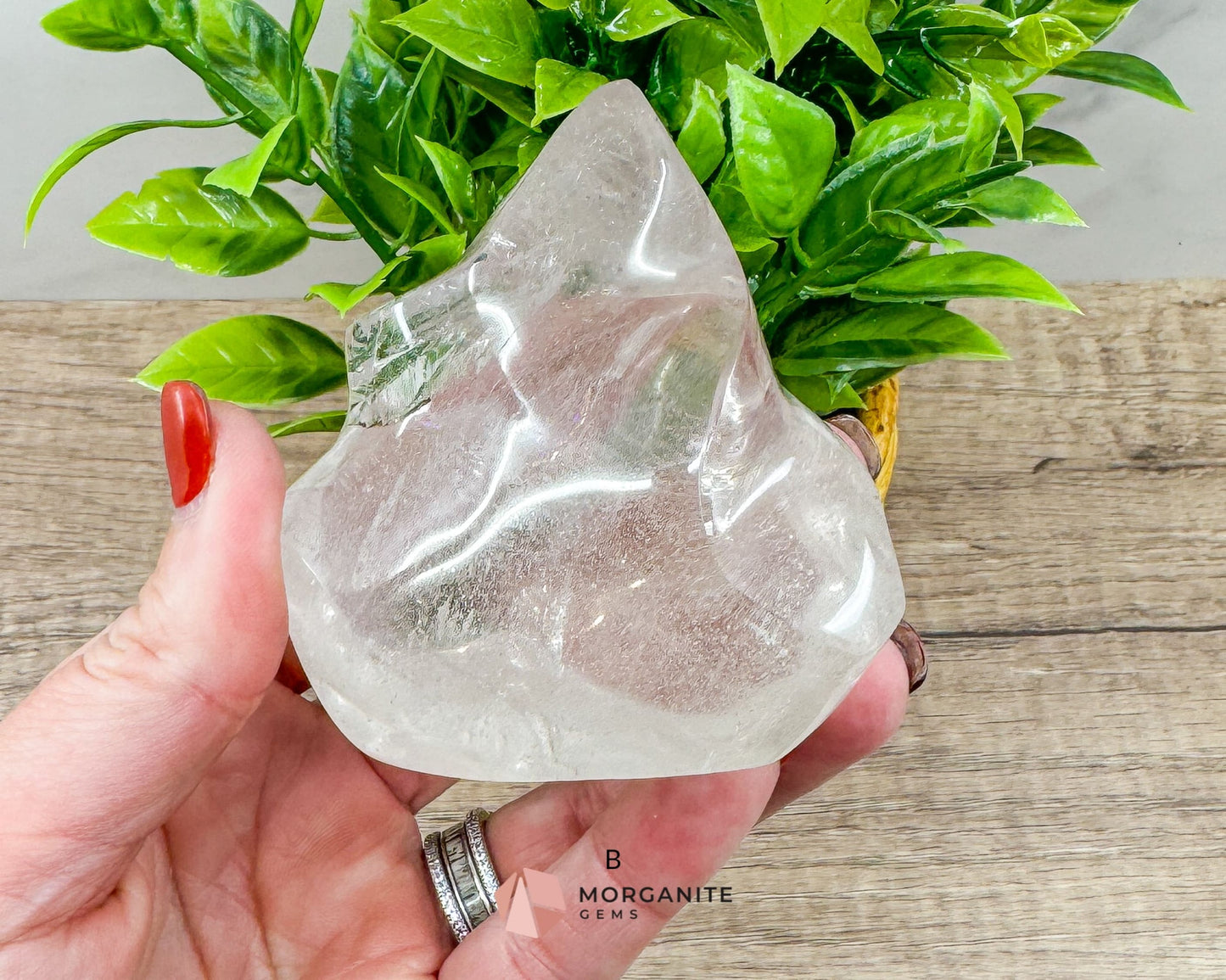 Clear Quartz Flame – Amplifying & Healing Crystal for Clarity, Energy, and Manifestation-Morganite Gems