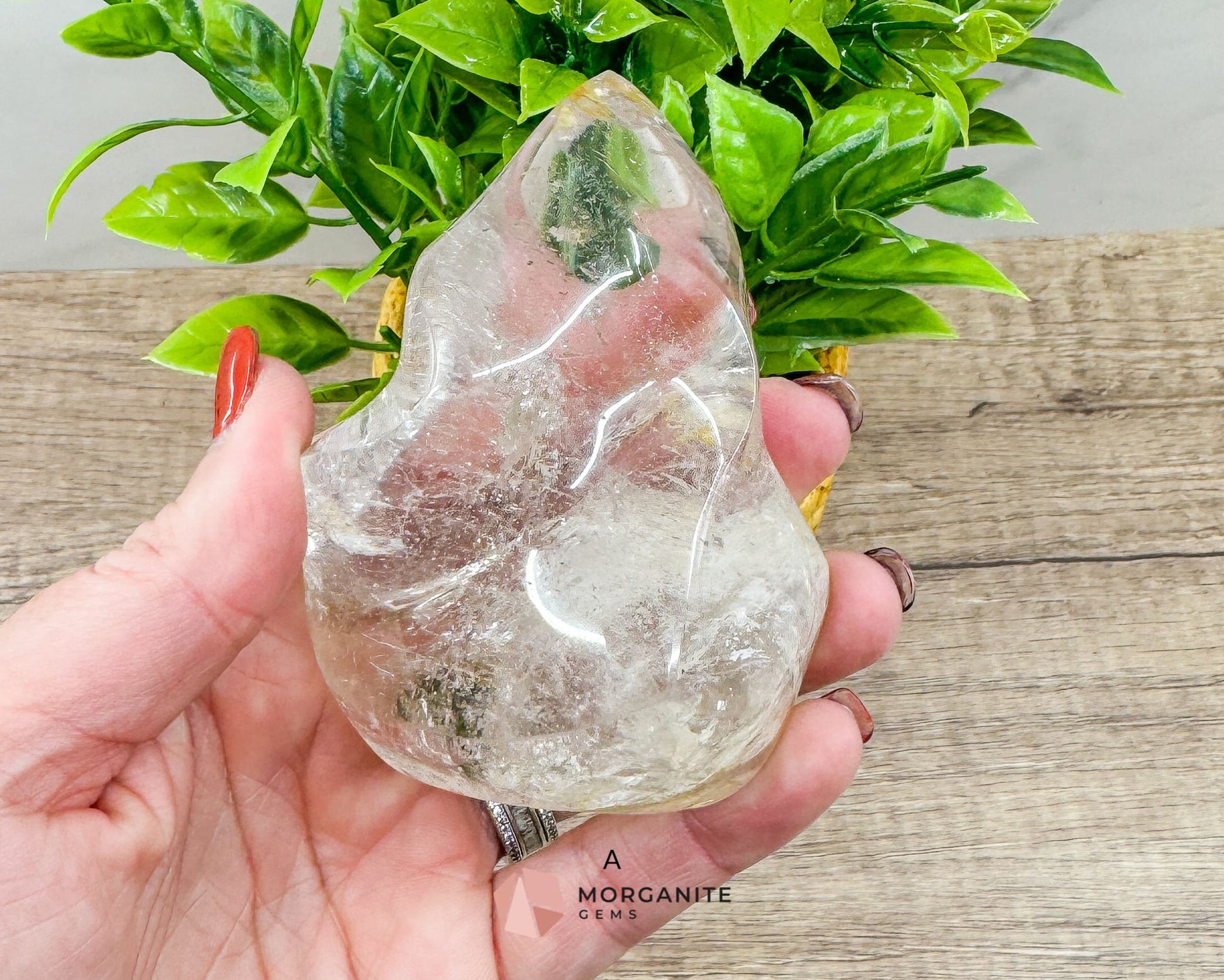 Clear Quartz Flame – Amplifying & Healing Crystal for Clarity, Energy, and Manifestation-Morganite Gems