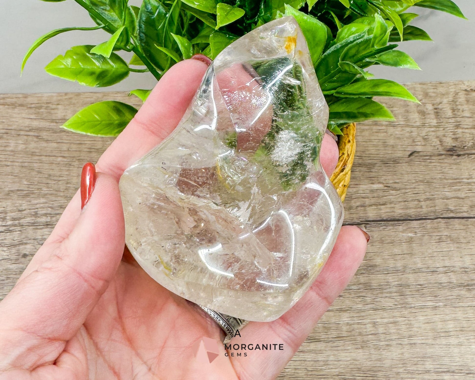 Clear Quartz Flame – Amplifying & Healing Crystal for Clarity, Energy, and Manifestation-Morganite Gems