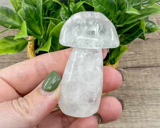 Clear Quartz Mushroom Carving – Symbol of Growth and Clarity-Morganite Gems
