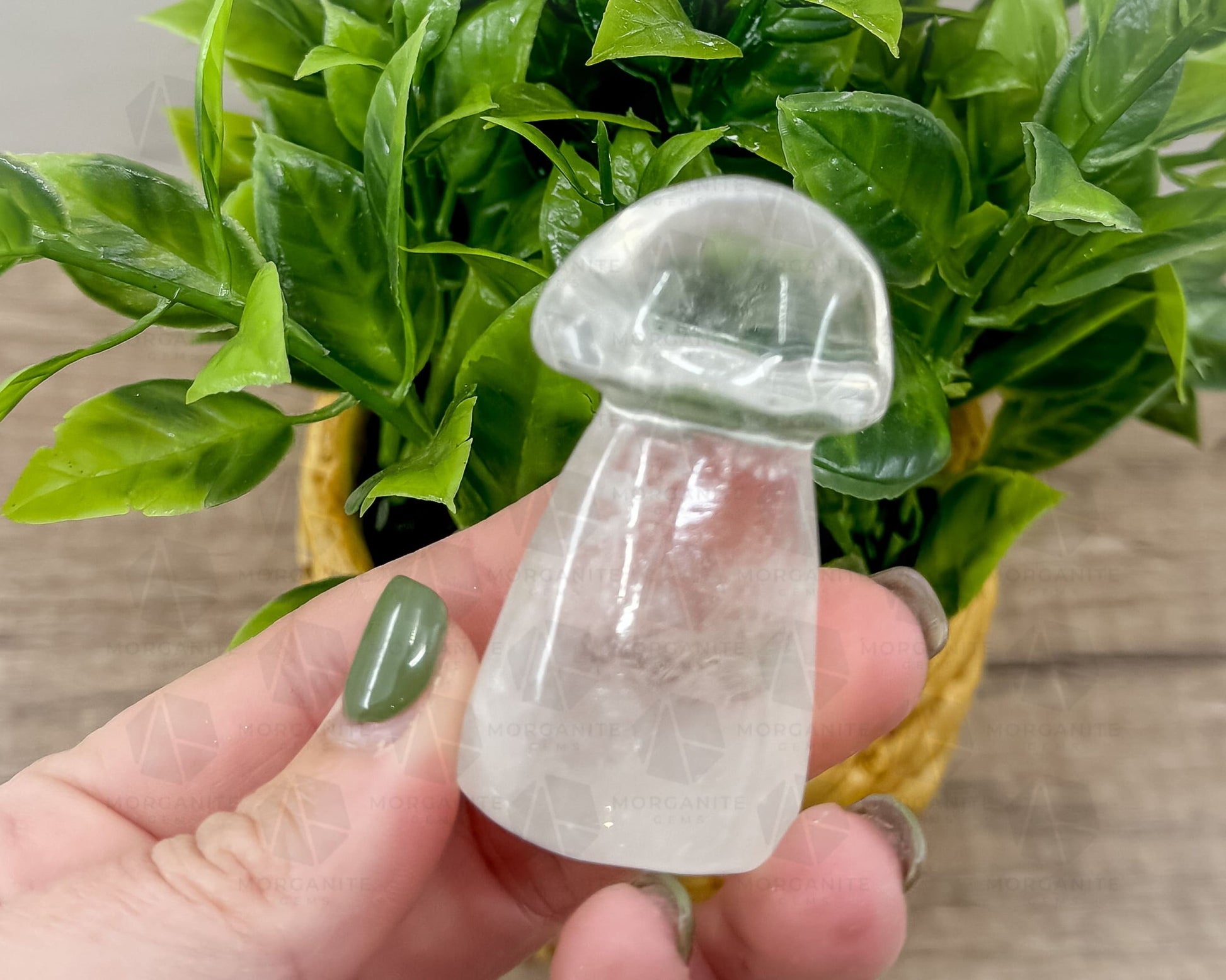 Clear Quartz Mushroom Carving – Symbol of Growth and Clarity-Morganite Gems