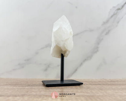 Clear Quartz Point on Metal Stand – Elegant Energy Amplifier for Home & Office-Morganite Gems