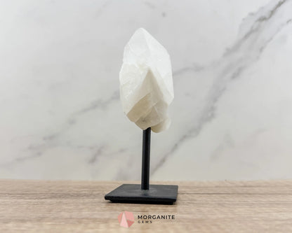 Clear Quartz Point on Metal Stand – Elegant Energy Amplifier for Home & Office-Morganite Gems