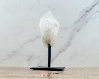 Clear Quartz Point on Metal Stand – Elegant Energy Amplifier for Home & Office-Morganite Gems