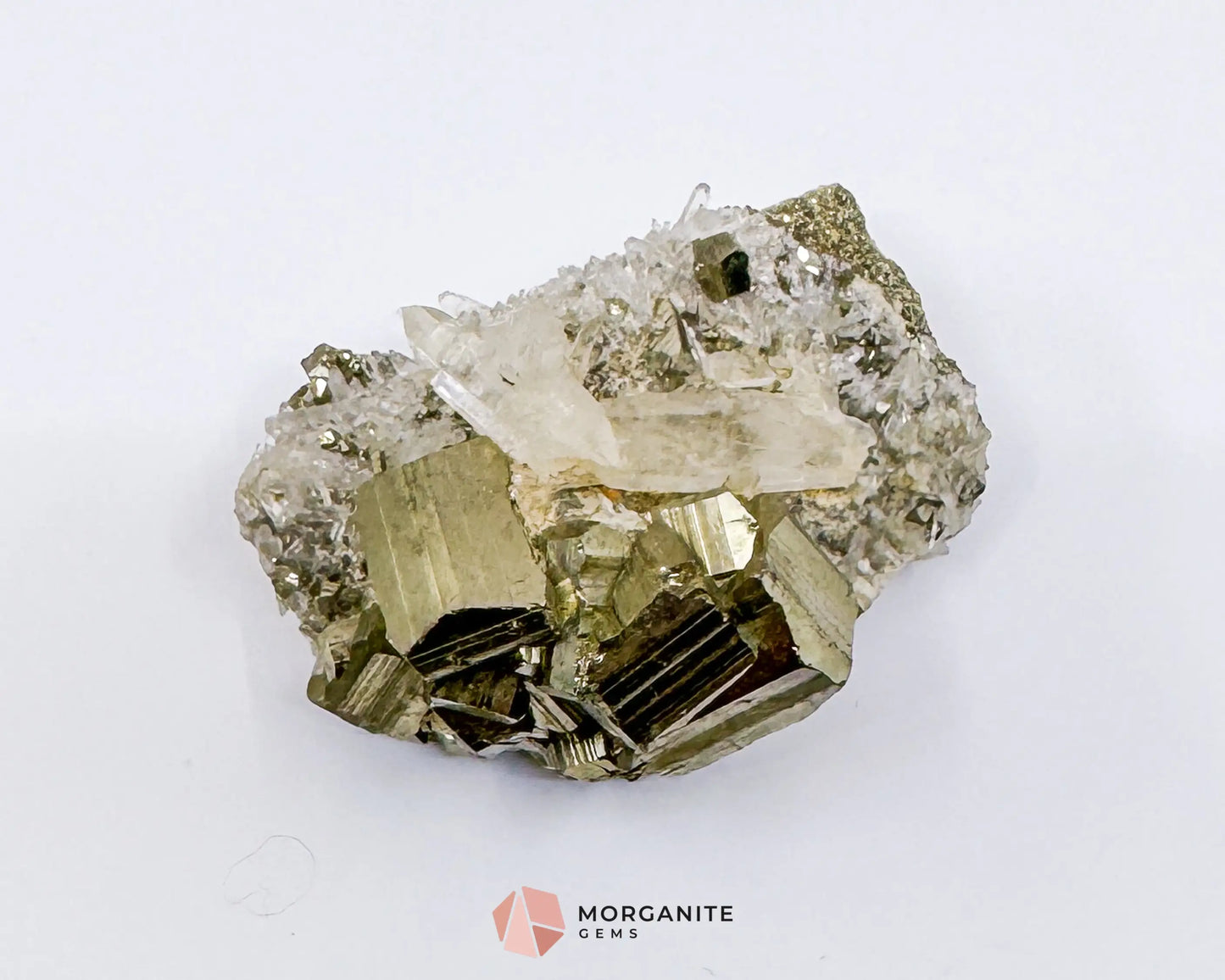 Clear Quartz with Pyrite Cube Cluster – 114g Natural Crystal for Clarity Abundance & Amplification - Metaphysical