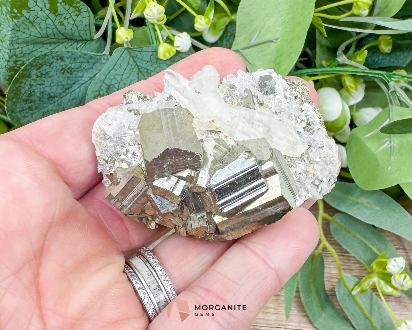 Clear Quartz with Pyrite Cube Cluster – 114g Natural Crystal for Clarity Abundance & Amplification - Metaphysical