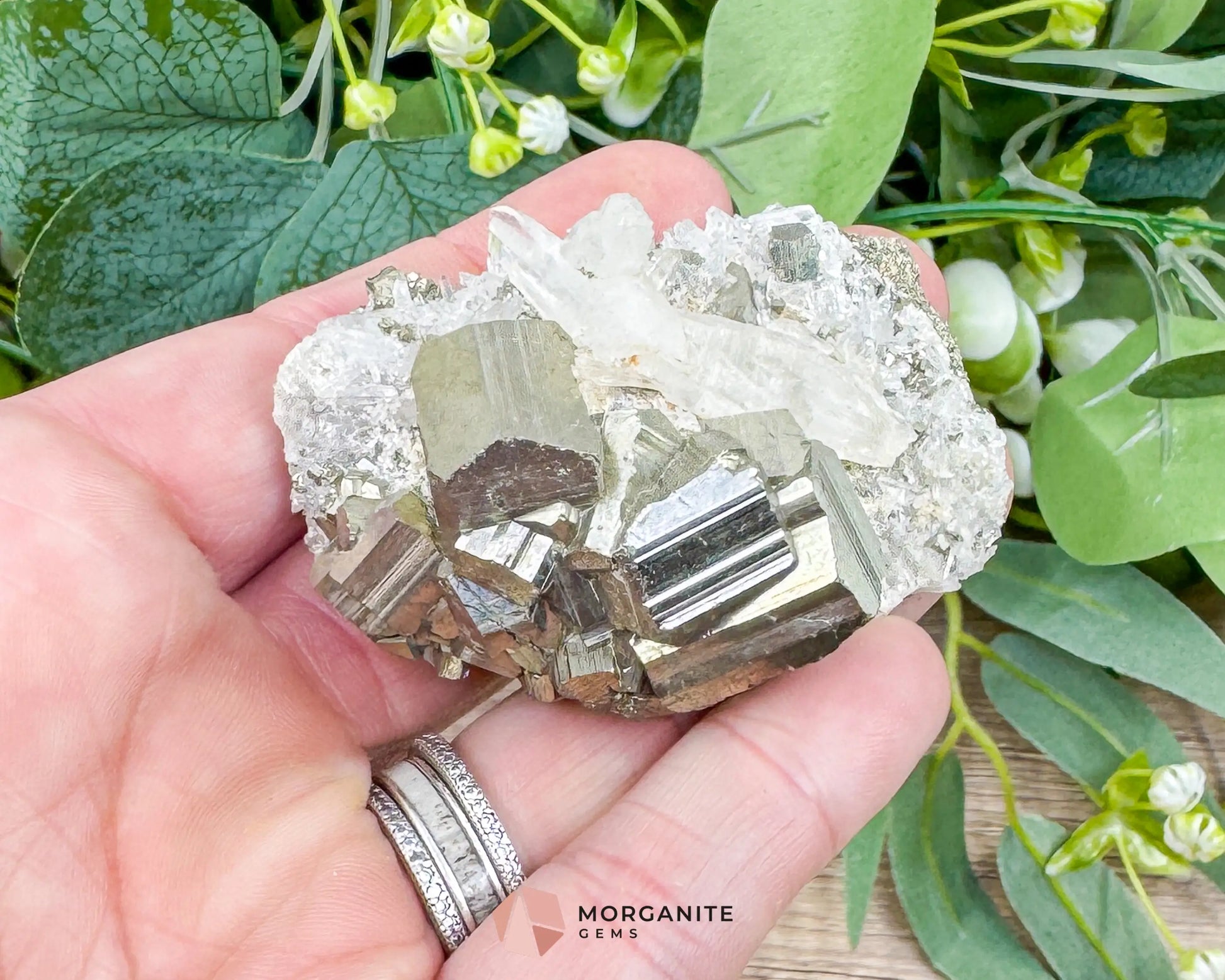 Clear Quartz with Pyrite Cube Cluster – 114g Natural Crystal for Clarity Abundance & Amplification - Metaphysical