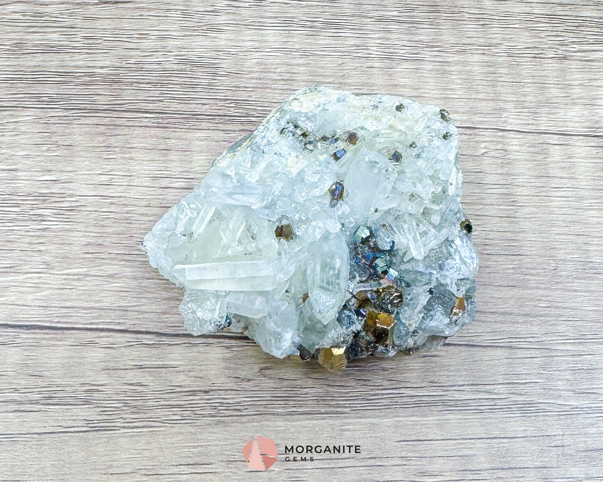 Clear Quartz with Pyrite Mineral Specimen – 120g Natural Cluster for Energy Clarity & Abundance - Metaphysical Crystals