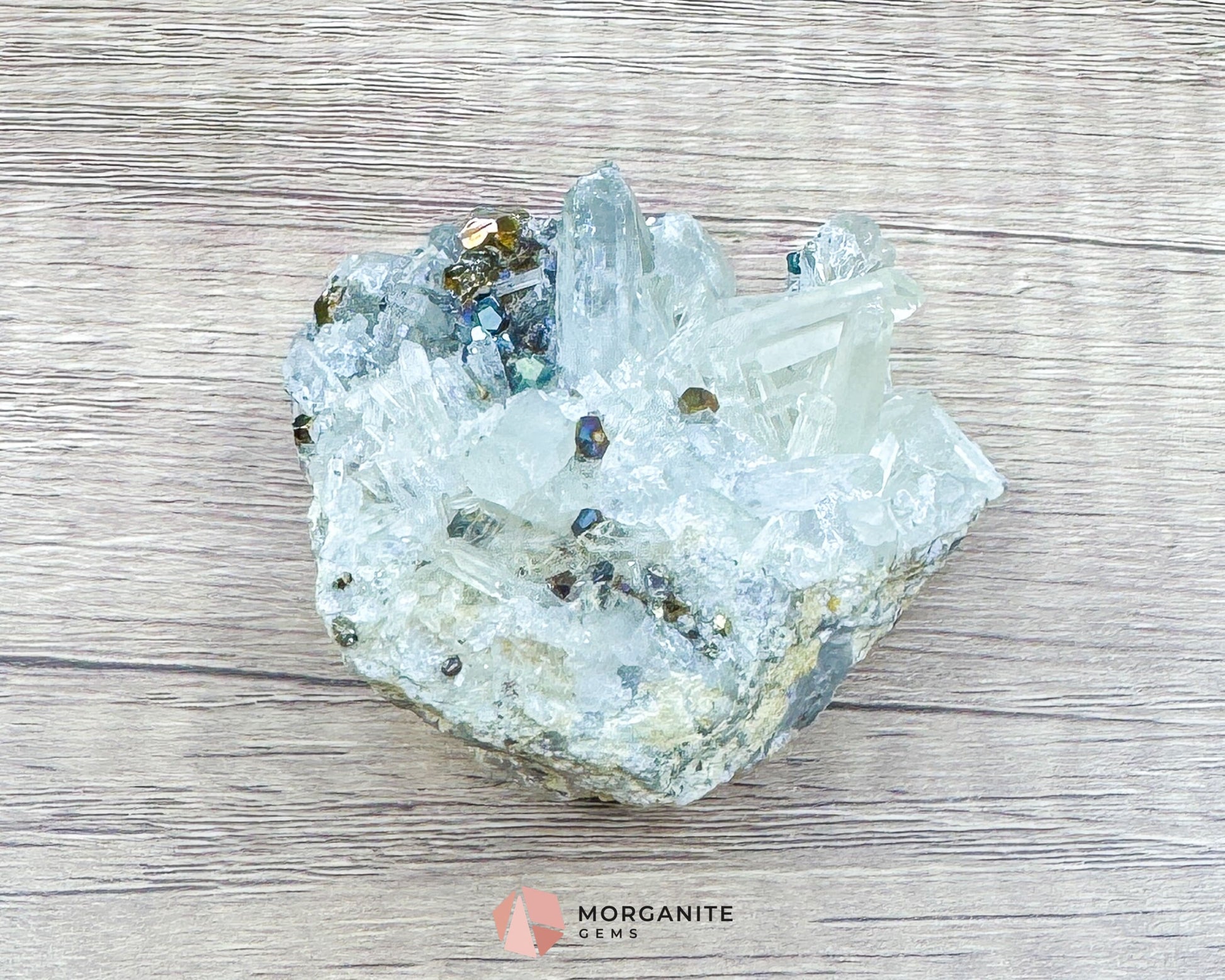 Clear Quartz with Pyrite Mineral Specimen – 120g Natural Cluster for Energy Clarity & Abundance - Metaphysical Crystals