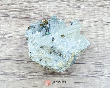 Clear Quartz with Pyrite Mineral Specimen – 120g Natural Cluster for Energy Clarity & Abundance - Metaphysical Crystals