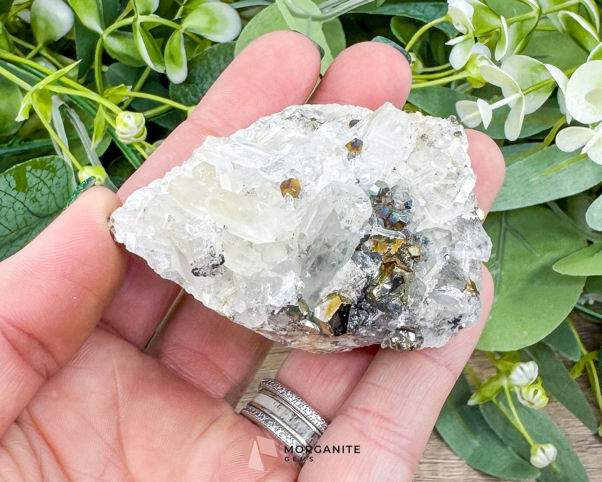 Clear Quartz with Pyrite Mineral Specimen – 120g Natural Cluster for Energy Clarity & Abundance - Metaphysical Crystals