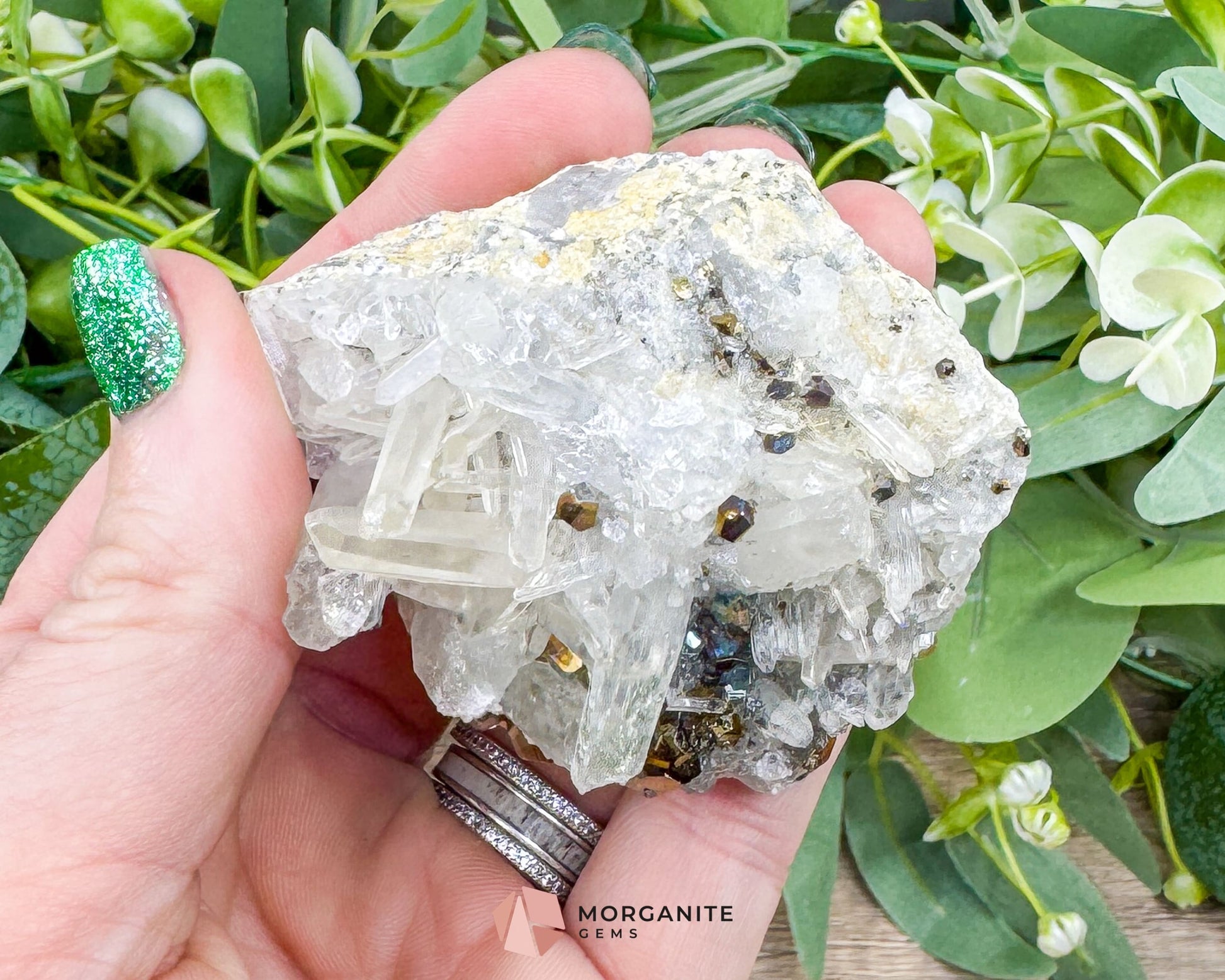 Clear Quartz with Pyrite Mineral Specimen – 120g Natural Cluster for Energy Clarity & Abundance - Metaphysical Crystals