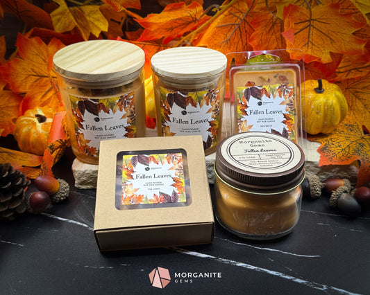 Fallen Leaves Candle Collection – Choose Size | Autumn Crystal Candle & Wax Melts | Apple Berry Cinnamon | Fall Decor