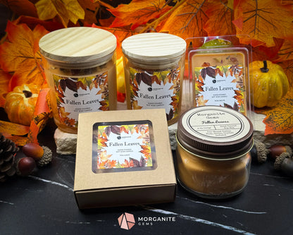 Fallen Leaves Candle Collection – Choose Size | Autumn Crystal Candle & Wax Melts | Apple Berry Cinnamon | Fall Decor