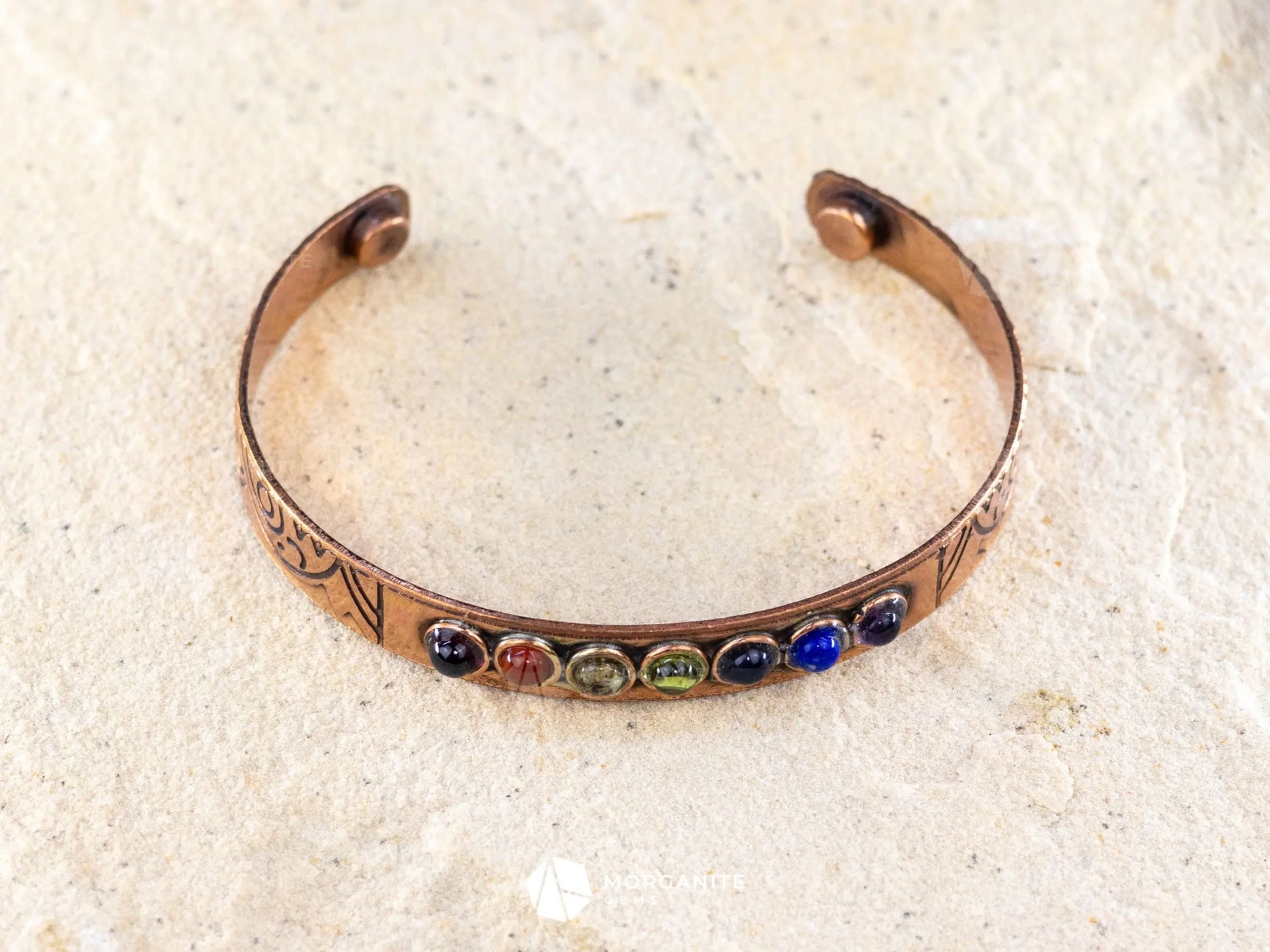 Copper Chakra Bracelet-Morganite Gems