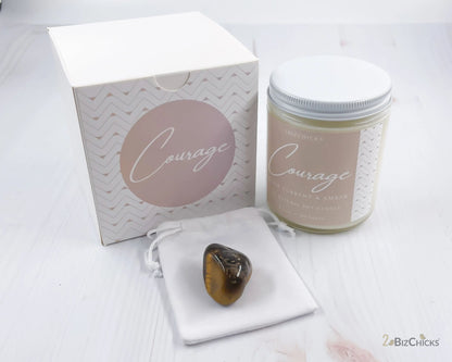 Courage Scented Candle with Crystal-Morganite Gems