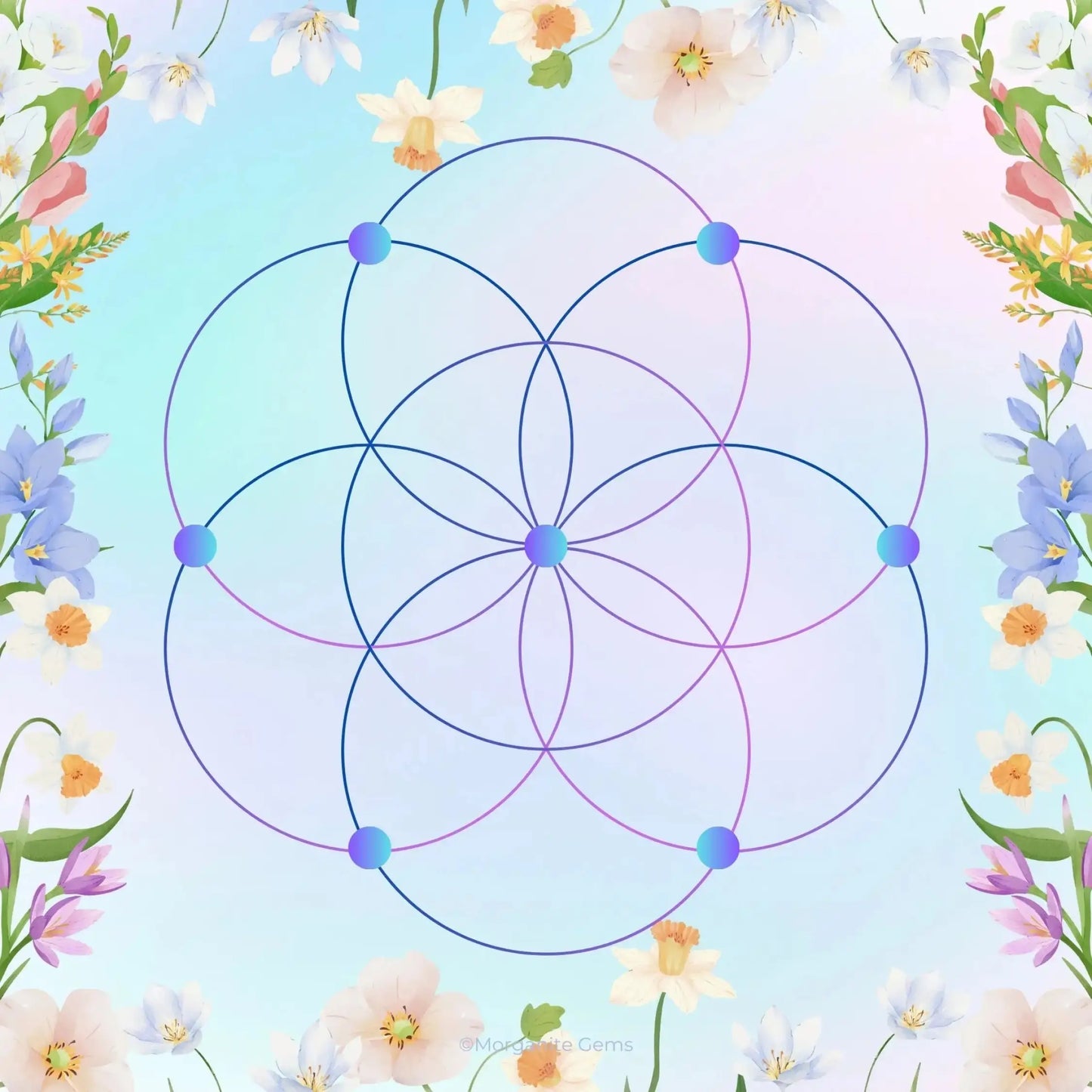 Crystal Grid Mat-Morganite Gems