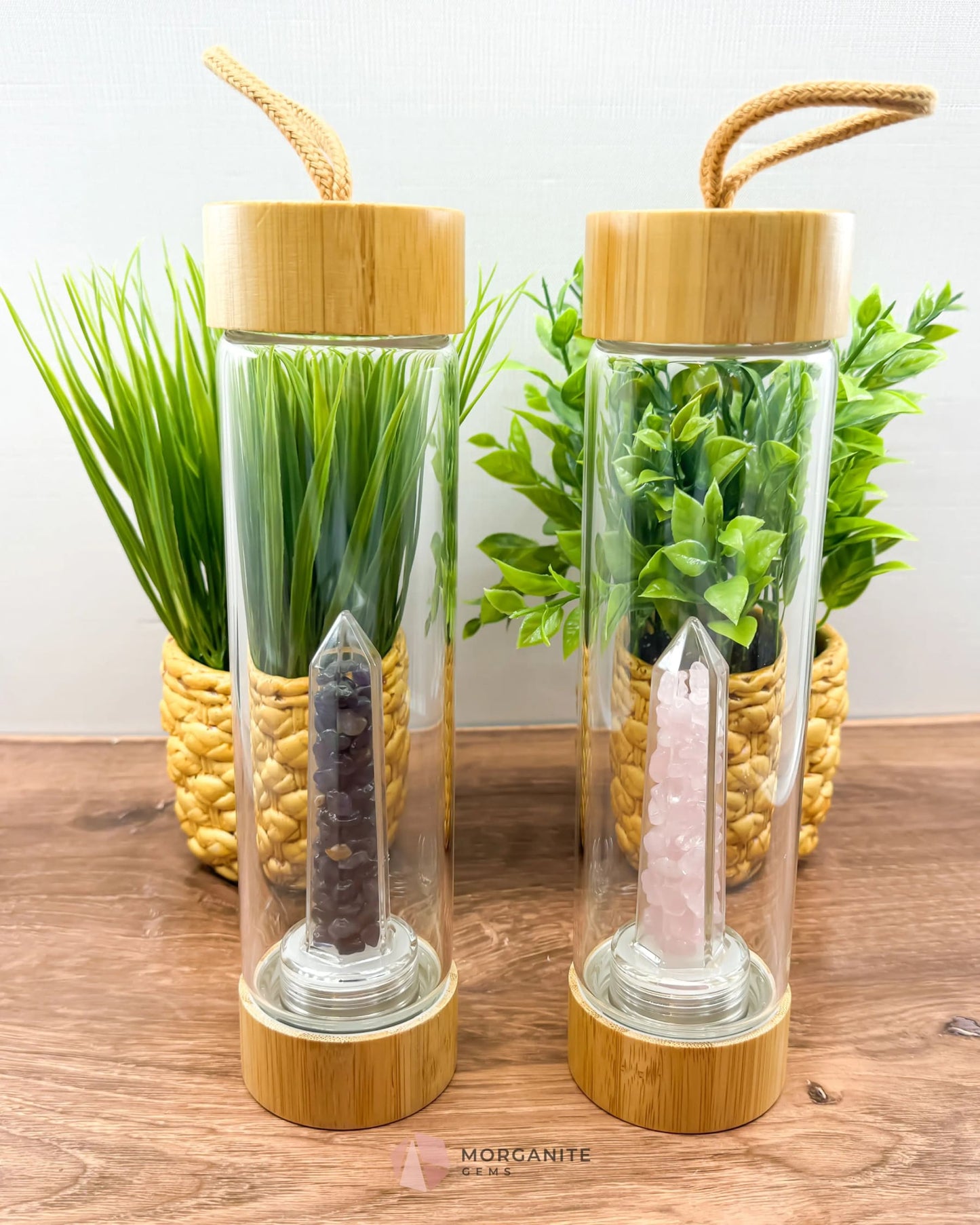 Crystal-Infused Water Bottle-Morganite Gems