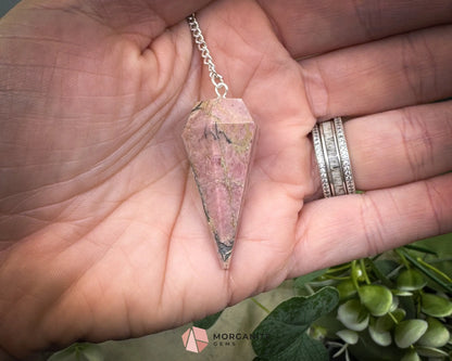 Crystal Pendulums for Energy Work Divination & Spiritual Guidance | Mini & Regular Sizes - Rhodonite - Metaphysical