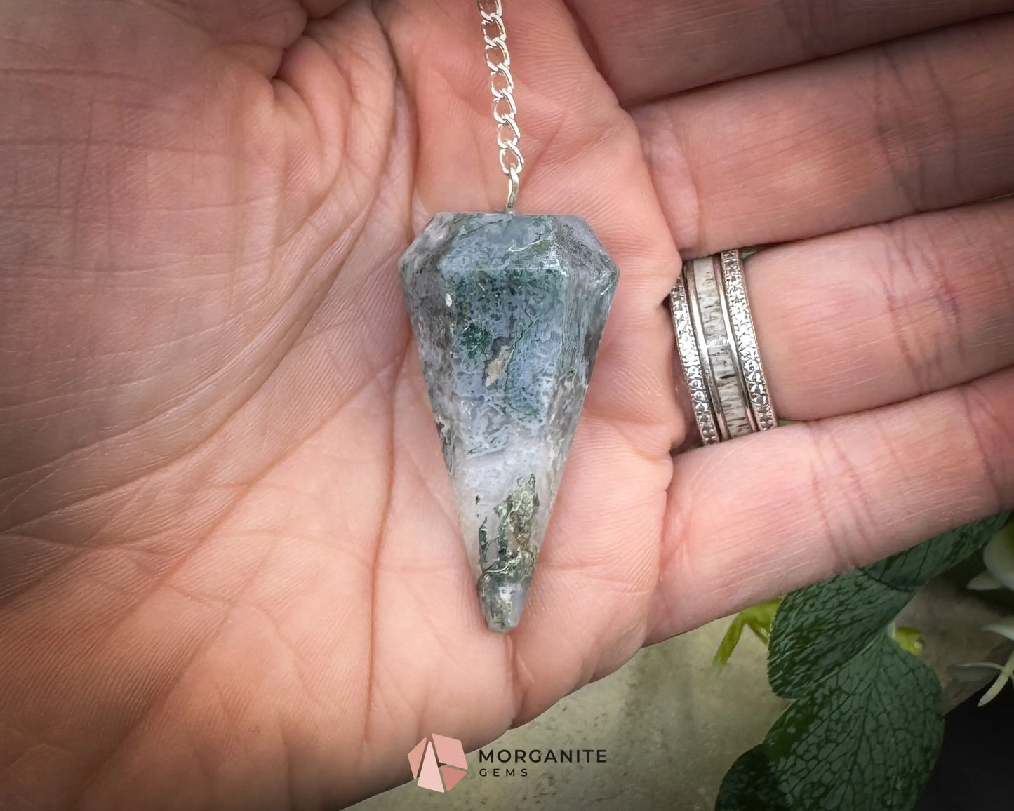 Crystal Pendulums for Energy Work Divination & Spiritual Guidance | Mini & Regular Sizes - Moss Agate - Metaphysical