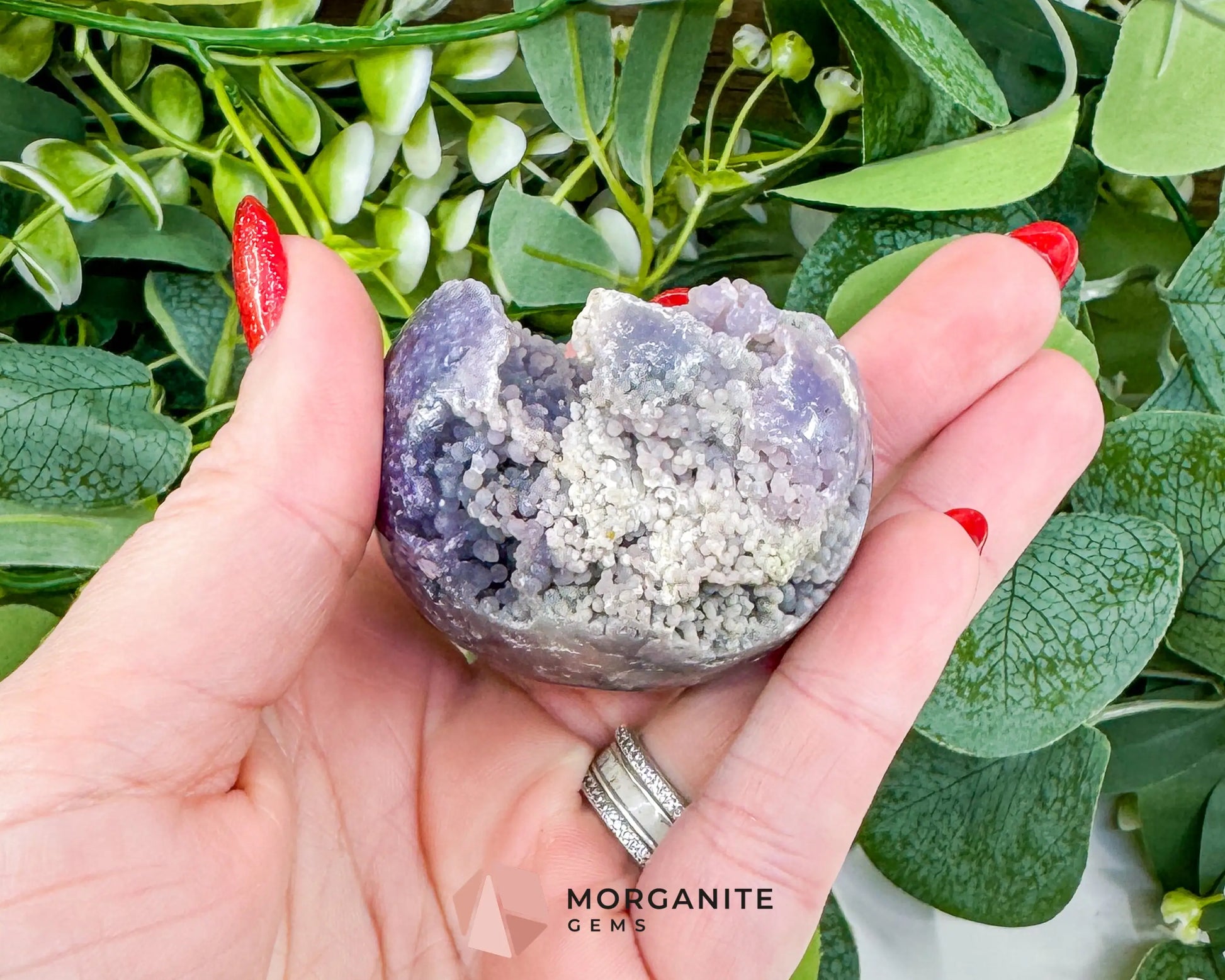 Grape Agate Sphere No. 1 (55mm) – Rare Botryoidal Chalcedony for Intuition & Dream Work - Metaphysical Crystals