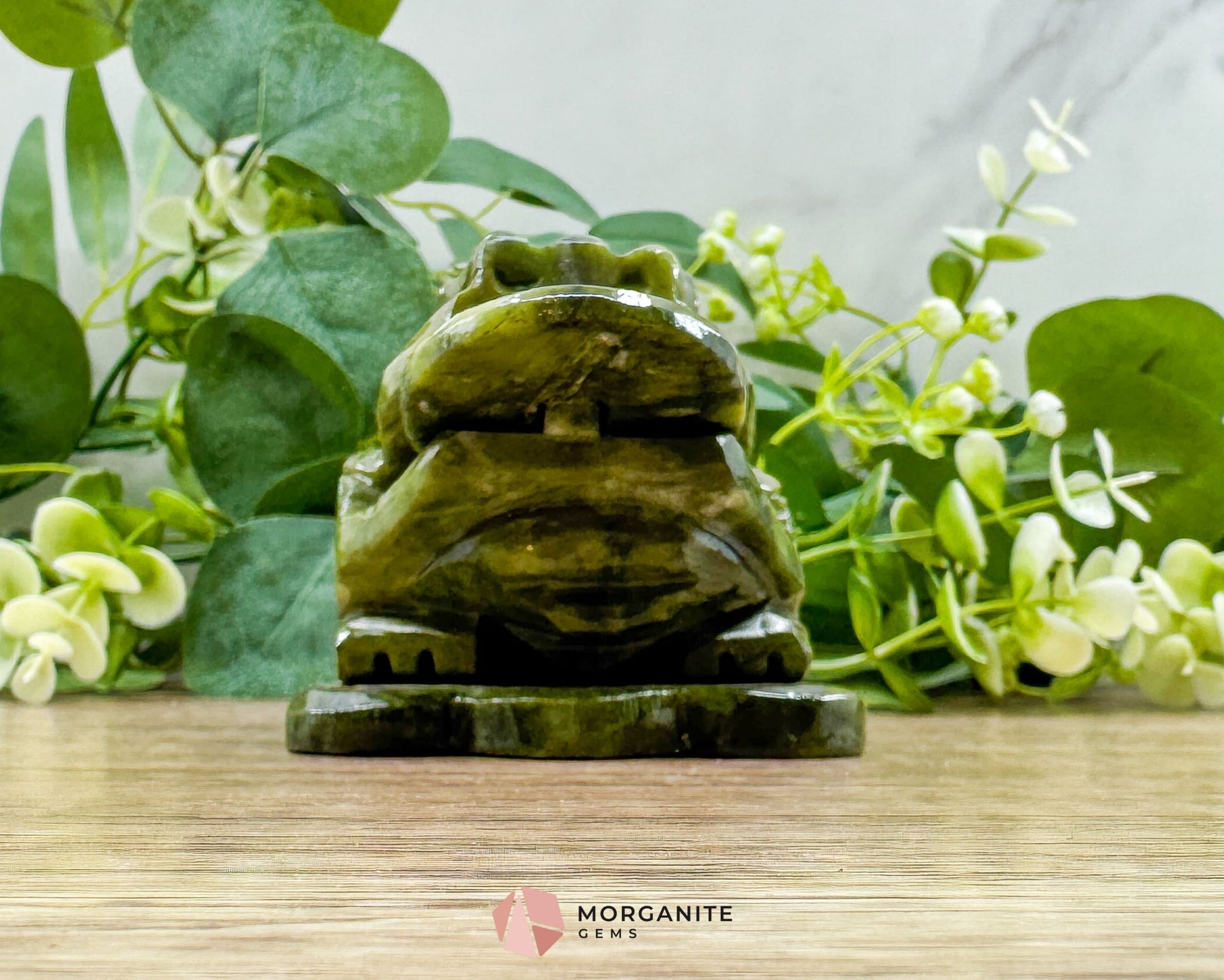 Dark Green Jade Feng Shui Money Frog Statue – Symbol of Wealth & Prosperity Abundance - Metaphysical Crystals