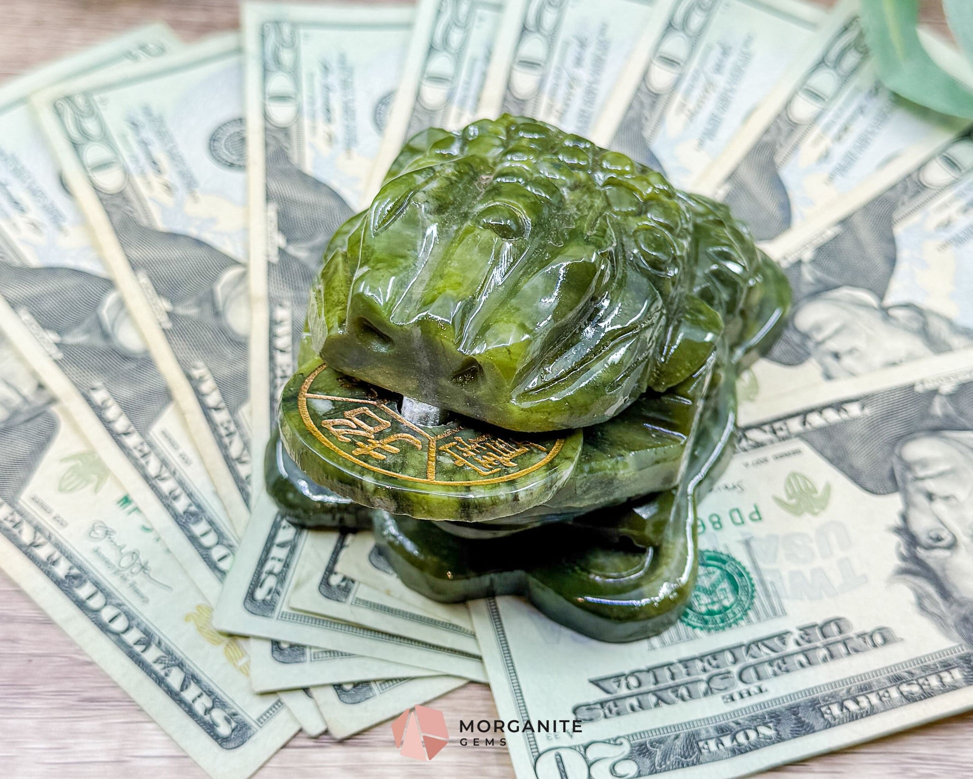 Dark Green Jade Feng Shui Money Frog Statue – Symbol of Wealth & Prosperity Abundance - Metaphysical Crystals