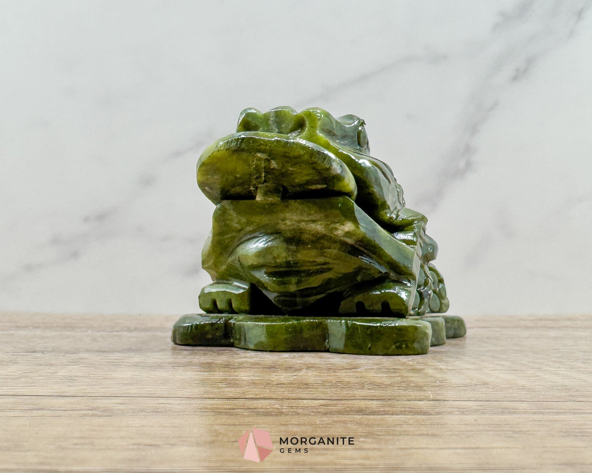 Dark Green Jade Feng Shui Money Frog Statue – Symbol of Wealth & Prosperity Abundance - Metaphysical Crystals