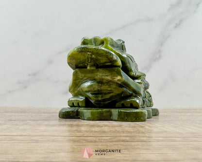 Dark Green Jade Feng Shui Money Frog Statue – Symbol of Wealth & Prosperity Abundance - Metaphysical Crystals