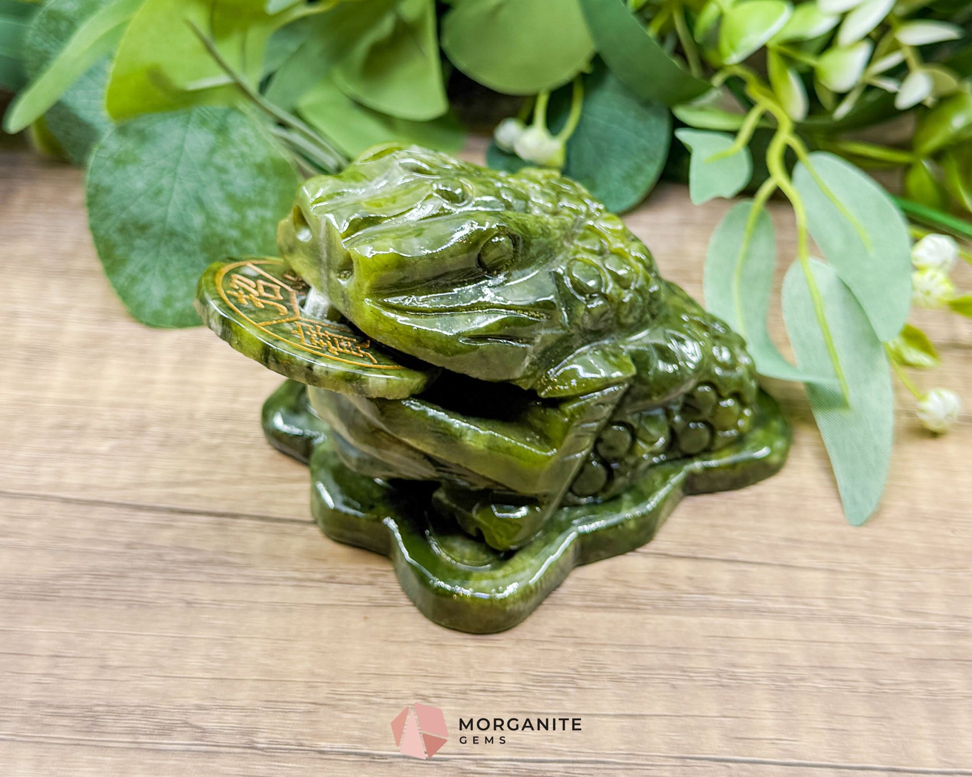 Dark Green Jade Feng Shui Money Frog Statue – Symbol of Wealth & Prosperity Abundance - Metaphysical Crystals