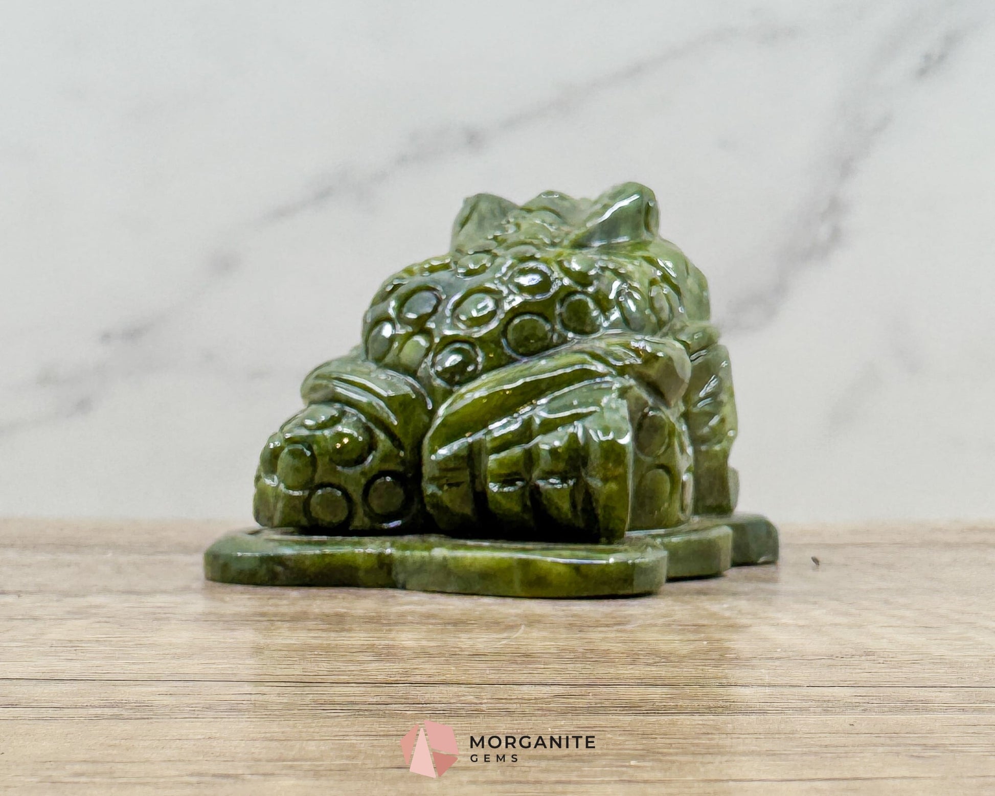 Dark Green Jade Feng Shui Money Frog Statue – Symbol of Wealth & Prosperity Abundance - Metaphysical Crystals