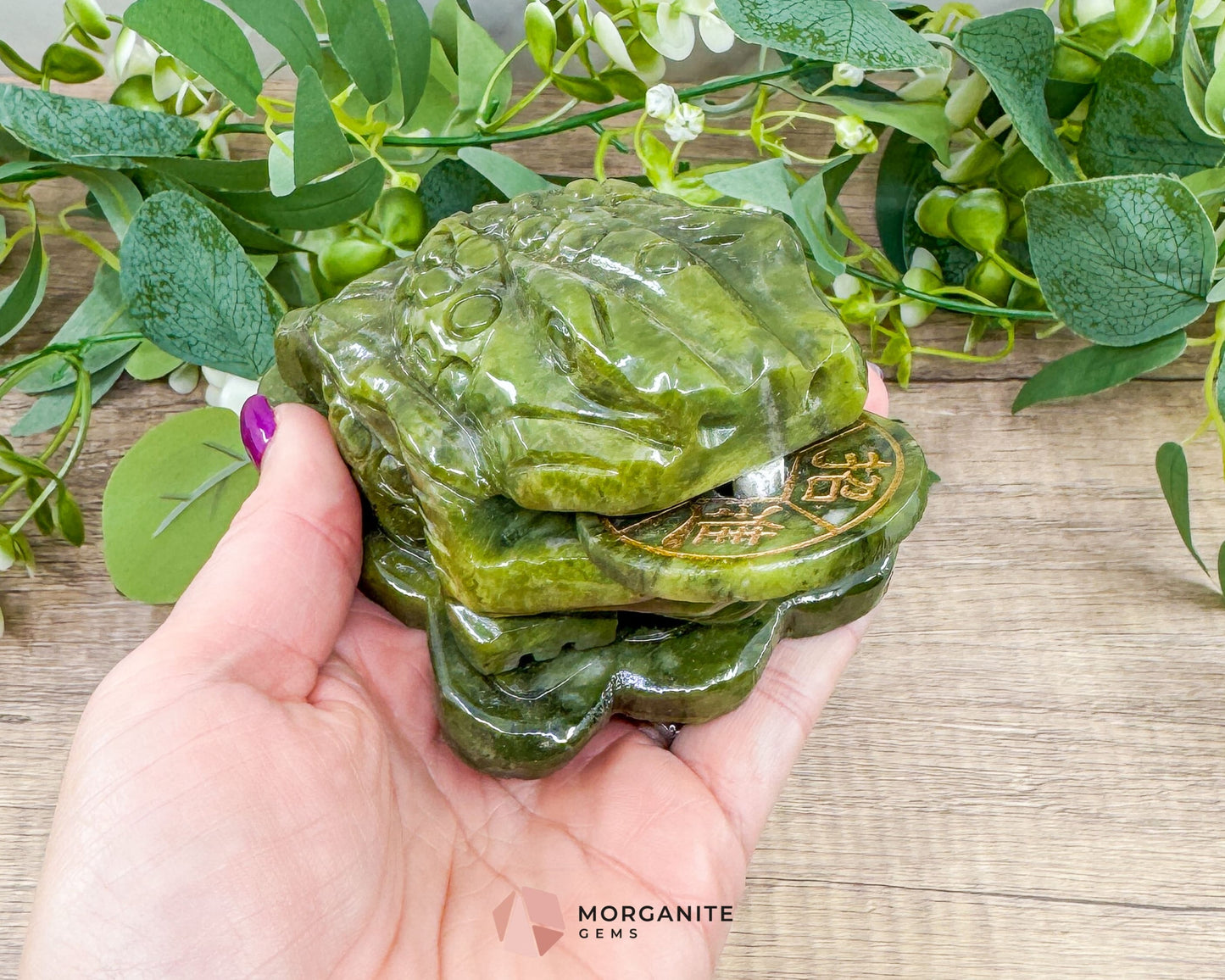 Dark Green Jade Feng Shui Money Frog Statue – Symbol of Wealth & Prosperity Abundance - Metaphysical Crystals