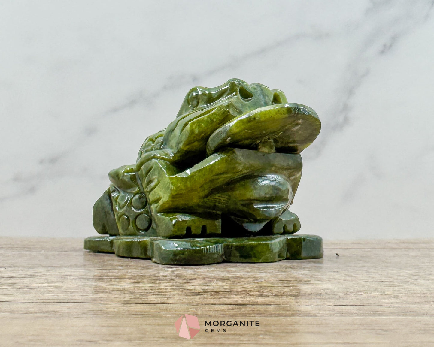 Dark Green Jade Feng Shui Money Frog Statue – Symbol of Wealth & Prosperity Abundance - Metaphysical Crystals