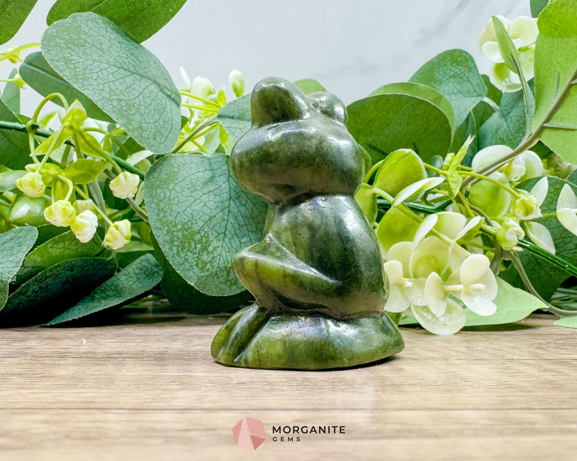 Dark Green Serpentine Frog Carving | Hand-Carved Crystal Animal for Transformation Abundance & Earth Connection